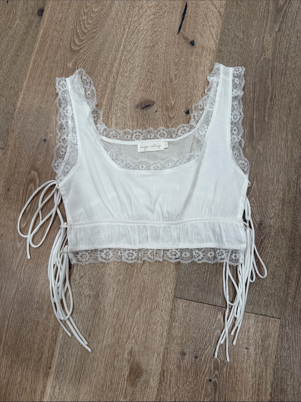 White Lace-Trim Cropped Tank